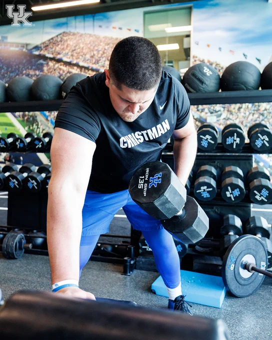 Ben Christman lifting weights. 