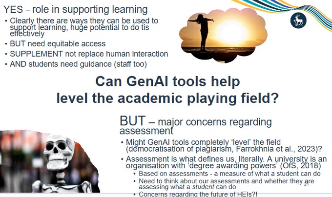 Slide presented at #ALDcon24 answering the question: Can GenAI tools help 
level the academic playing field?
