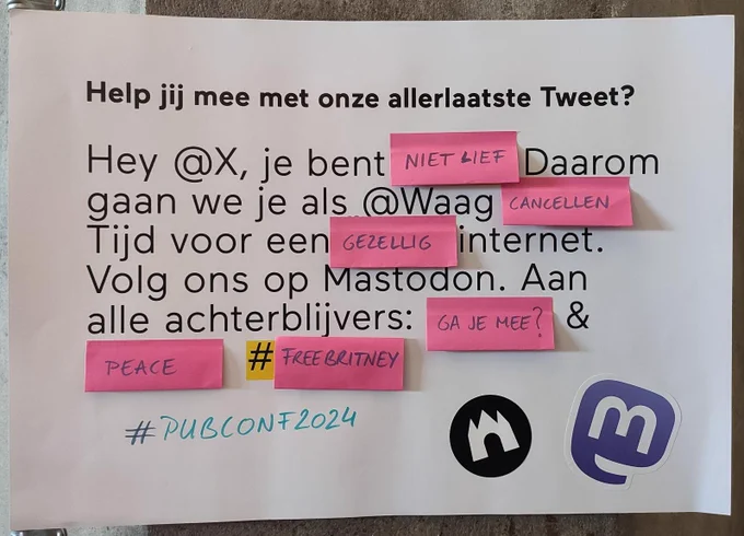 | Onze laatste tweet werd democratisch samengesteld op #PubConf2024 | waag.social |