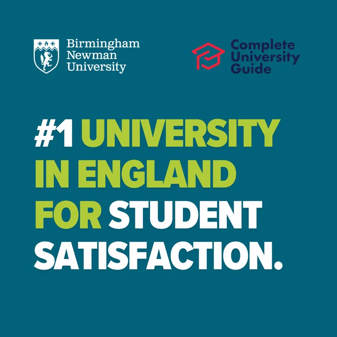 Image reads: #1 university in England for student satisfaction. Complete University Guide