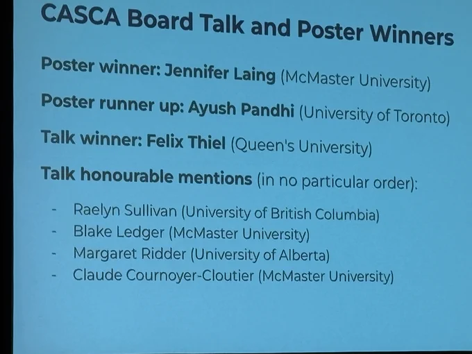 List of poster and talk winners at CASCA 2024 as chosen by the CASCA Board