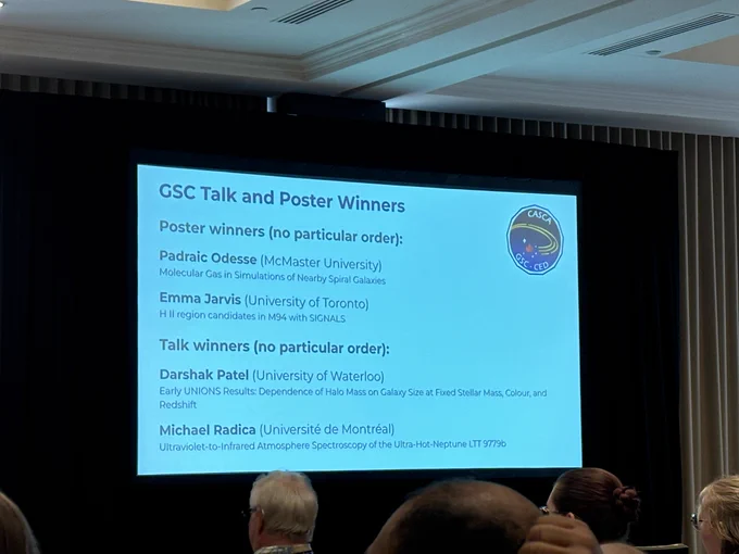 List of poster and talk winners at CASCA 2024 as chosen by the Graduate Student Committee