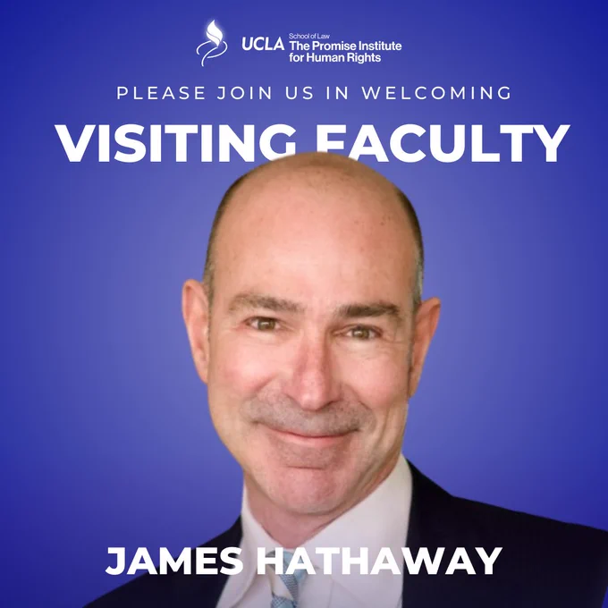Photo of James Hathaway. Text: Please join us in welcoming Visiting Faculty James Hathaway. Promise Institute heritage insignia and logo. 