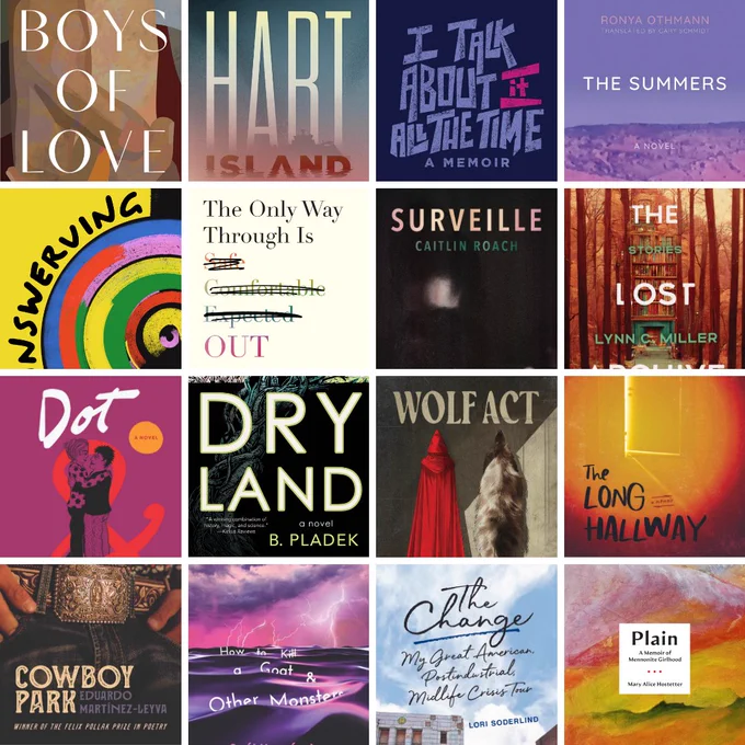 A grid of 16 partial book covers