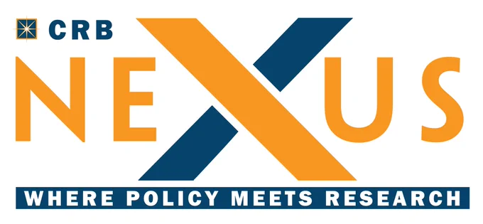 Text Logo: "CRB Nexus, where policy meets research"