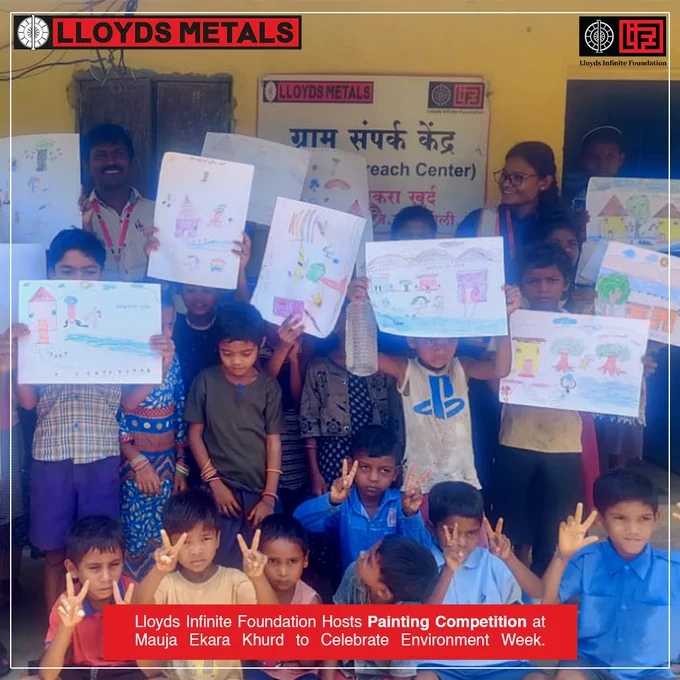World Environment Week celebrated at Ekra Khurd, Gadchiroli with a drawing competition