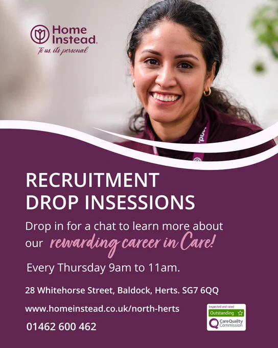 Recruitment drop-in sessions for Care in 28 Whitehorse Street, Baldock, Hertfordshire.