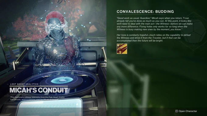 Destiny 2 - Belohnungs-Screen von Micah-10 für den Abschluss der Quest. Belohnung: Microcosm Heavy Tracerifle