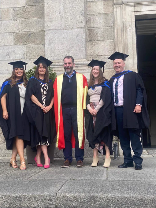 (L to R): Melissa Caffrey, Sara Doherty, Professor Alan O'Connor, Trish Hughes, Brendan Caffrey