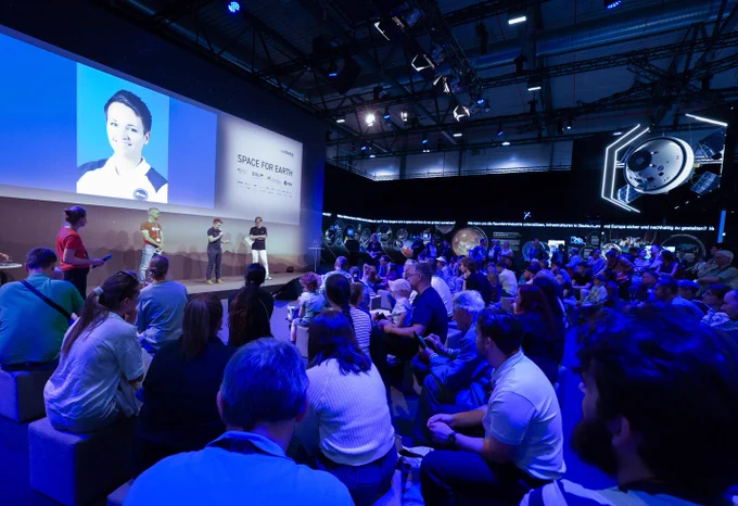 Full house for presentation by ESA reserve astronaut Amelie Schoenenwald at Berlin Air Show ILA 2024 