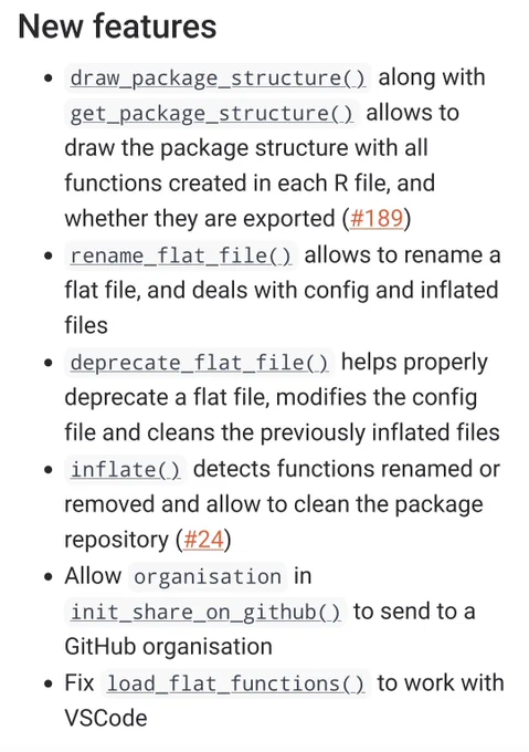 List of New features of 'fusen' like draw package structure, rename flat file or deprecate flat file.