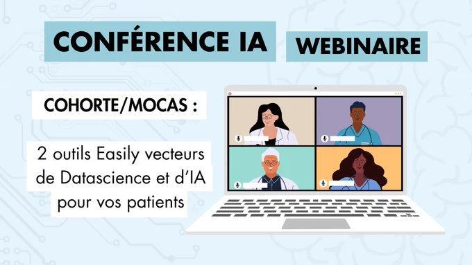 Texte : conférence IA, 2 outils Easily vecteurs de Datascience et d'IA pour vos patients
