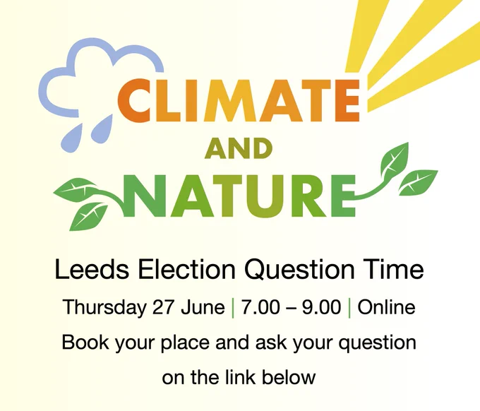 An event flyer says 'climate and nature' in orange and green text, with clouds, sunshine and green leaves coming out of the words. Below is the same text about date and time as in the main post.