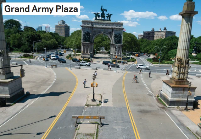 An aerial view of Grand Army Plaza in Brooklyn. 