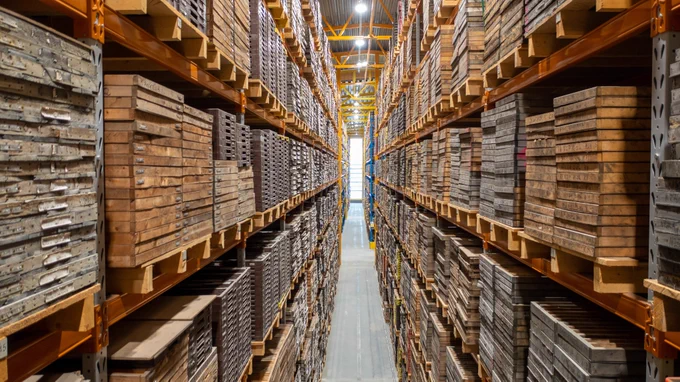 Drill cores in shelves at Løkken.