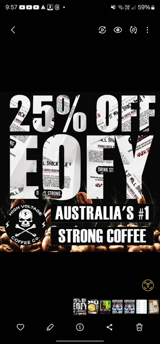 Unleash Your Productivity with Our EOFY Sale Up to 50% Off!
Are you ready to power through the end of the financial year with unparalleled energy? Look no further! High Voltage Coffee Co. offers you the perfect blend to keep you sharp and focused.  Use Code: EOFY