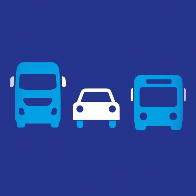 Clip art double-decker bus, a car and a bus