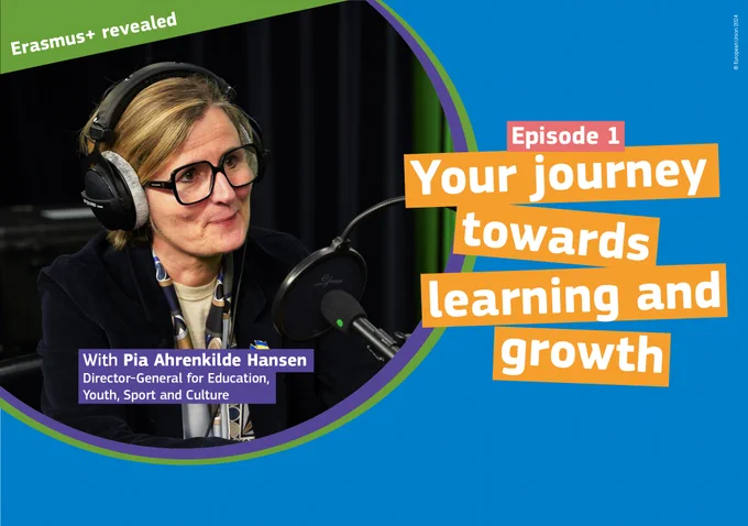 Episodio 1 del Podcast Erasmus  revealed con Pia Ahrenkilde Hansen, Directora General para Educación, Juventud, Deporte y Cultura. 