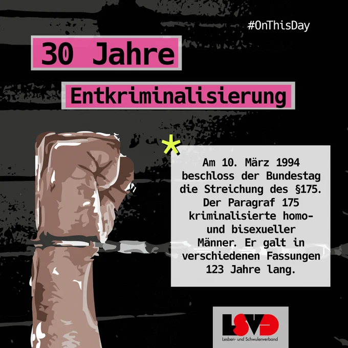 30 Jahre Entkriminalisierung
Bild: Faust in Handschellen