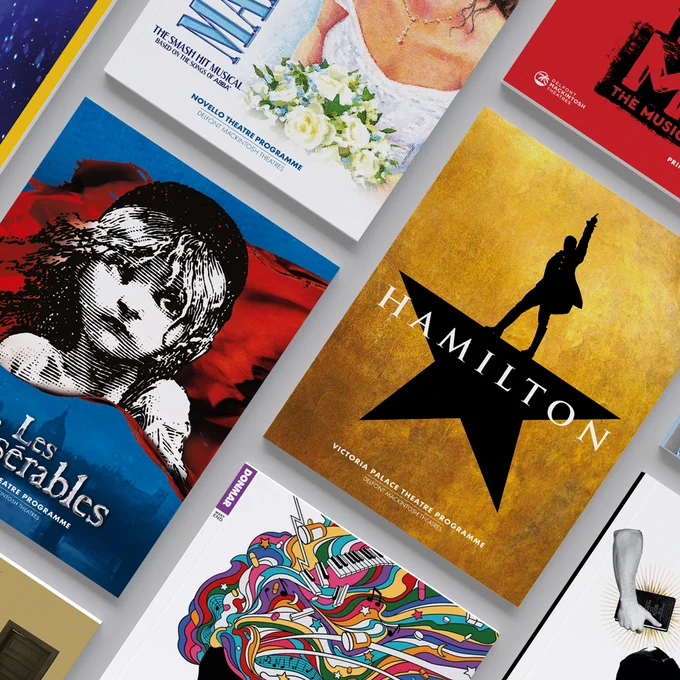 collage of West End theatre programmes ahead of Kids Week ticket promotion this summer.