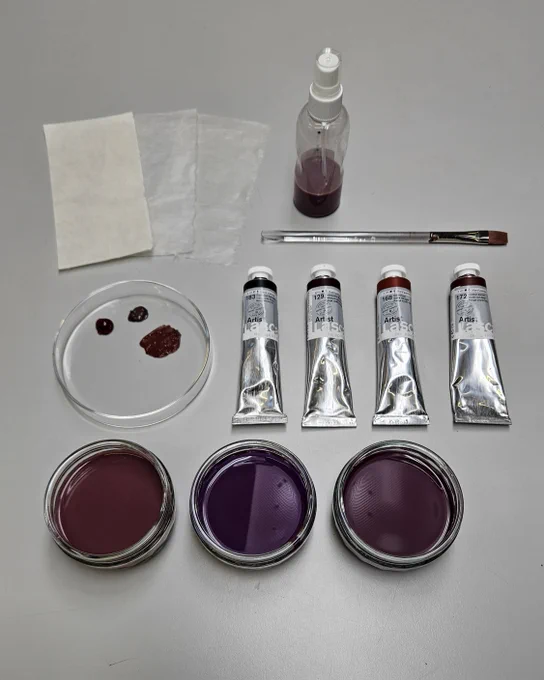 The materials and media used to tone Japanese repair paper.