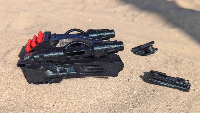 Enganger Tank from Battle for Mars. 3D printed with Galaxy Black and burnt titanium.