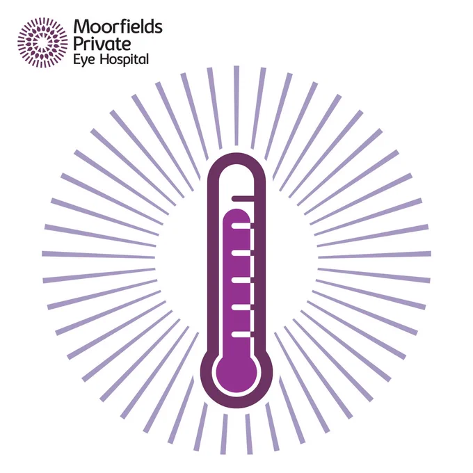 Graphic image of a thermometer with Moorfields Private logo.