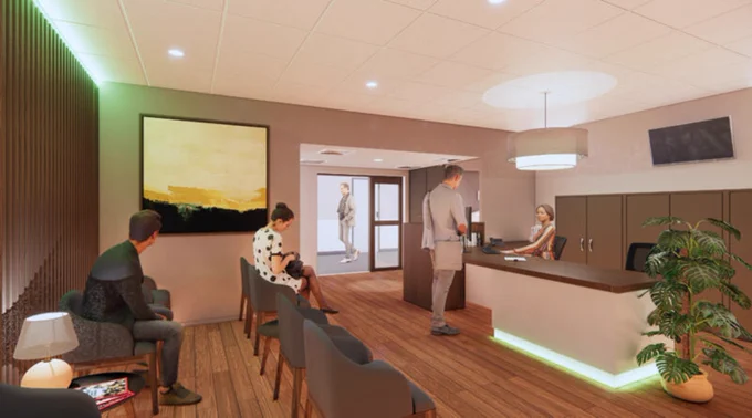 Artist impression of the Rapid Diagnostic Centre Waiting Room