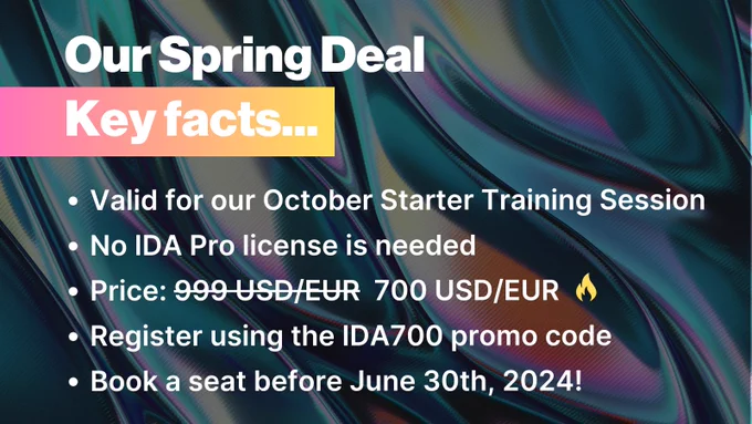 IDA Pro Starter Training - Spring Deal