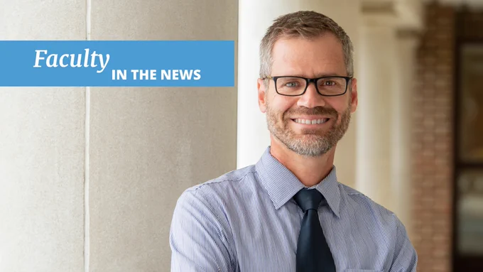 A headshot of Professor Jeff Hirsch with a banner that reads "Faculty in the News".