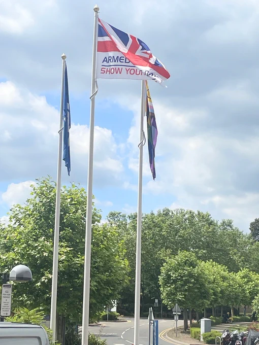 Image to mark Armed Forces Week. AF flag raising at the Princess Royal University Hospital.