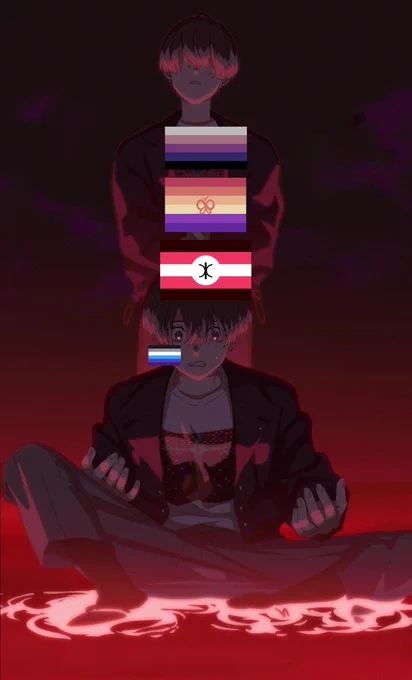 DID - gendergasm 
BPD - nbvalden
audhd - glyphlags 

I hope i put the aroace flag on the right person, sorry if i didnt !