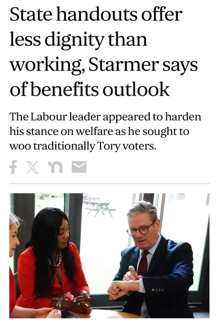 State handouts offer less dignity than working, Starmer says of benefits outlook