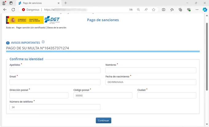 Ejemplos reales de varios tipos de mensajes de texto fraudulentos de la campaña de suplantación a la DGT. Página web de la Oficina de Seguridad del Internauta del Instituto Nacional de Ciberseguridad.