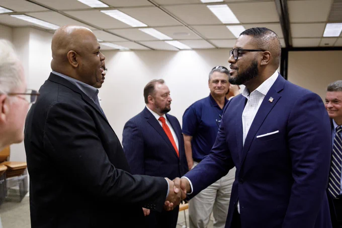 Lt. Governor Austin Davis greets community groups ahead of press conference related to Shapiro-Davis gun violence-related budget investments.