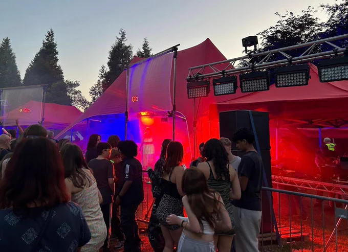 People queueing for tickets at Flofest.