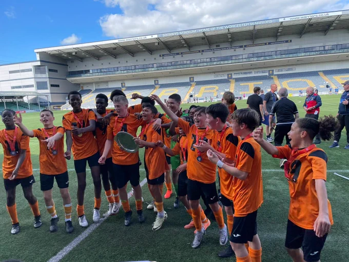 Salford SFA U13 team celebrating