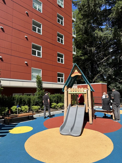 Playground at redeveloped Hoy Creek Housing Co-op
