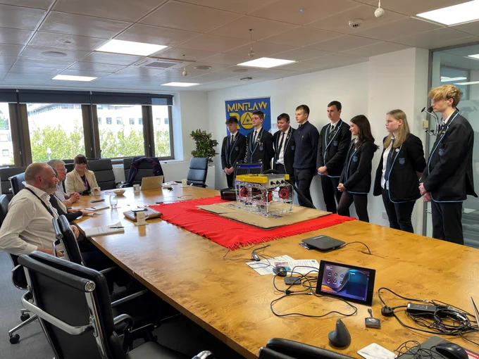 The Mintlaw Academy pupils giving a mock presentation before the MATE ROV World Championships.