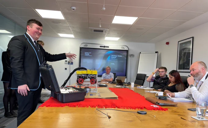 The Mintlaw Academy pupils giving a mock presentation before the MATE ROV World Championships.