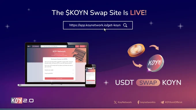Start swapping:
🔗 https://app.koynetwork.io/get-koyn
