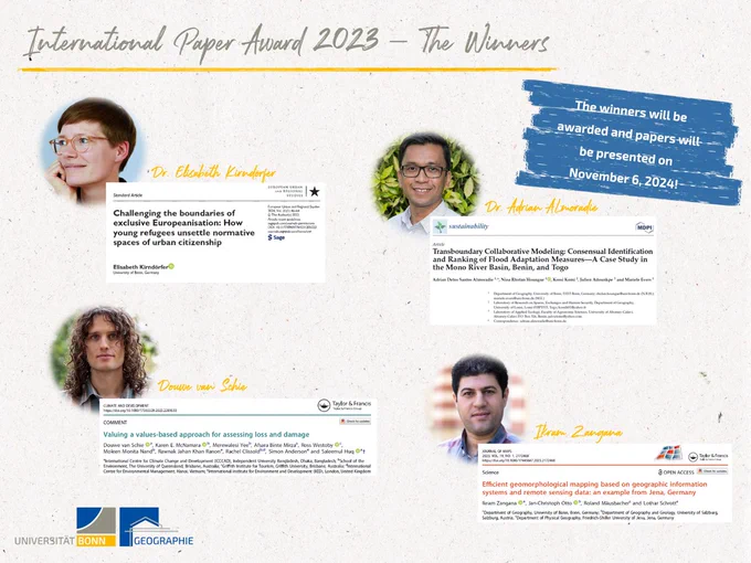Photos of the winners plus titels od the papers  of the International Paper Award 2023