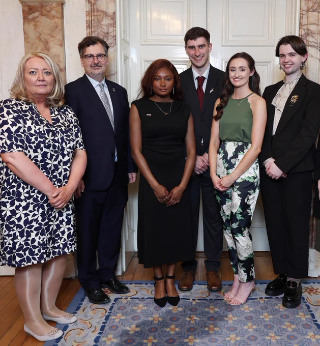 Associate Professor Kate Frazer, UCD Deputy President Professor Colin Scott, Alimat Babatunde, John O’Grady, Órla Casserly, and Caleb O’Connor
