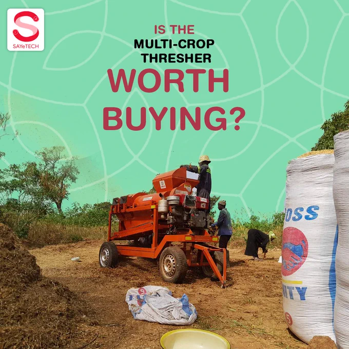 Find out why investing in a multi-crop thresher is a game-changer for farmers. From slashing post-harvest losses to making up to 300% return on investment, the benefits are clear. And with SAYeTECH's cutting-edge Multi-crop Thresher, the future of farming is here!
Swipe to learn more or
Dive into the full blog post via: link in bio

To grab your machine or partner with us, reach out at admin@sayetech.io or  233209879370.

You Have It!

#foodsecurity #farmmachinery #farmlife #thresher #agriculture #sayetech #youhaveit