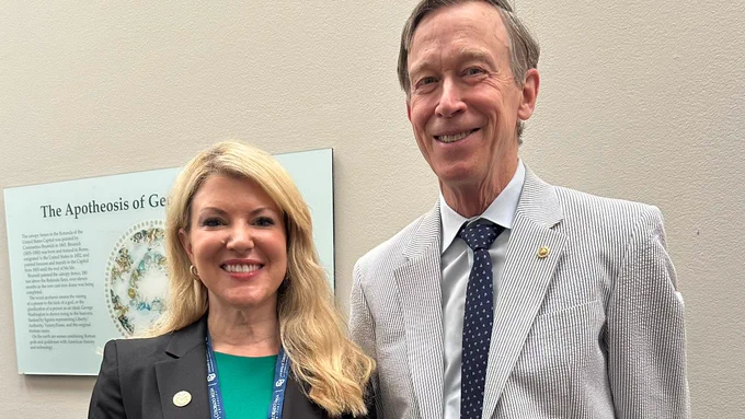 President Parsons posing with Senator John Hickenlooper. 