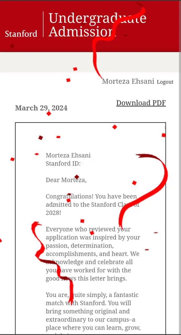 Morteza’s offer letter from Stanford