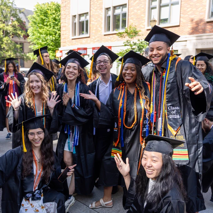 Students celebrate graduation.
