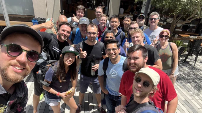 The group at Core Coffee ✗ LookUp posing for a selfie