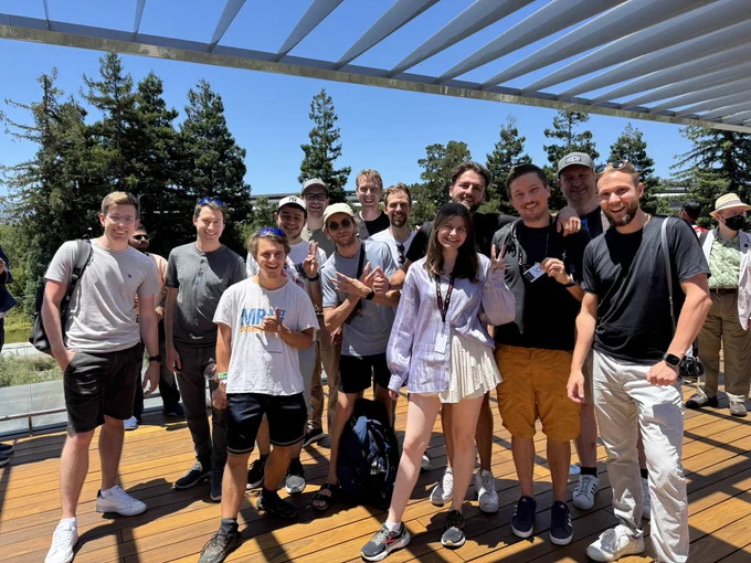 A group pictures of the Germans (  me) at the top of Apple Visitor center