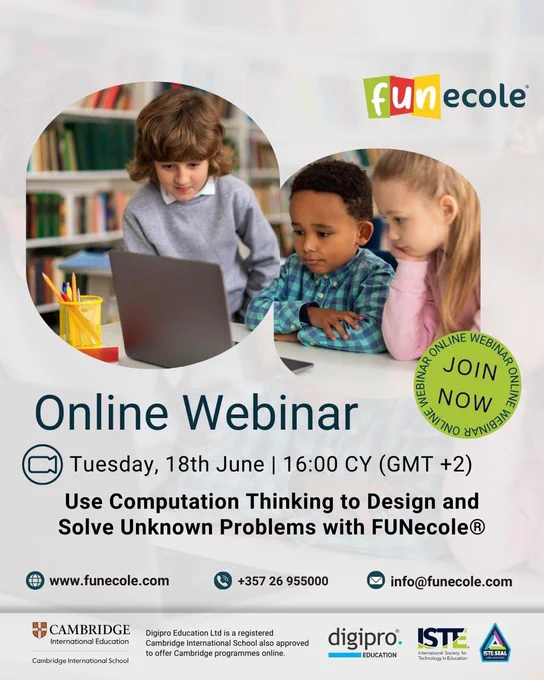 𝐔𝐩𝐜𝐨𝐦𝐢𝐧𝐠 𝐟𝐫𝐞𝐞 𝐰𝐞𝐛𝐢𝐧𝐚𝐫 ❗ 𝑼𝒔𝒆 𝑪𝒐𝒎𝒑𝒖𝒕𝒂𝒕𝒊𝒐𝒏 𝑻𝒉𝒊𝒏𝒌𝒊𝒏𝒈 𝒕𝒐 𝑫𝒆𝒔𝒊𝒈𝒏 𝒂𝒏𝒅 𝑺𝒐𝒍𝒗𝒆 𝑼𝒏𝒌𝒏𝒐𝒘𝒏 𝑷𝒓𝒐𝒃𝒍𝒆𝒎𝒔 𝒘𝒊𝒕𝒉 𝑭𝑼𝑵𝒆𝒄𝒐𝒍𝒆®

𝐃𝐚𝐭𝐞: 𝐓𝐮𝐞𝐬𝐝𝐚𝐲 𝟏𝟖𝐭𝐡 𝐉𝐮𝐧𝐞
𝐓𝐢𝐦𝐞: 𝟏𝟔:𝟎𝟎 𝐂𝐘 (𝐆𝐌𝐓  𝟐)
𝐃𝐮𝐫𝐚𝐭𝐢𝐨𝐧: 𝟏 𝐇𝐨𝐮𝐫
𝐈𝐧𝐝𝐮𝐬𝐭𝐫𝐲 𝐄𝐱𝐩𝐞𝐫𝐭: 𝐍𝐢𝐧𝐚 𝐉𝐚𝐜𝐤𝐬𝐨𝐧 (Award Winning Speaker – Best Selling Author & Education Consultant)

This webinar is aspirational inspirational and practical as it offers school leaders, educational consultants and curriculum coordinators values, tools and activities that enrich and accelerate the learning process.

👉 To register, visit our website or follow the link:
https://bit.ly/funecole-teacher-development-series

#multidisciplinary #learning #edtech #educationmatters #education #AI #ai #artificialintelligence #schools #teacher #teaching #school #webinar #webinars #educational #digiproeducation #FUNecole #funecole #funecoleteachers